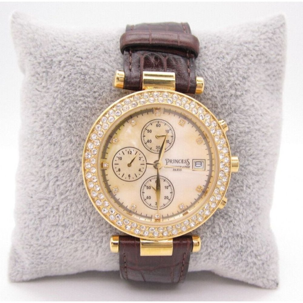Women Princess Paris Chrono Quartz WR Analog 37mm Dial Causal Round Watch (F773)